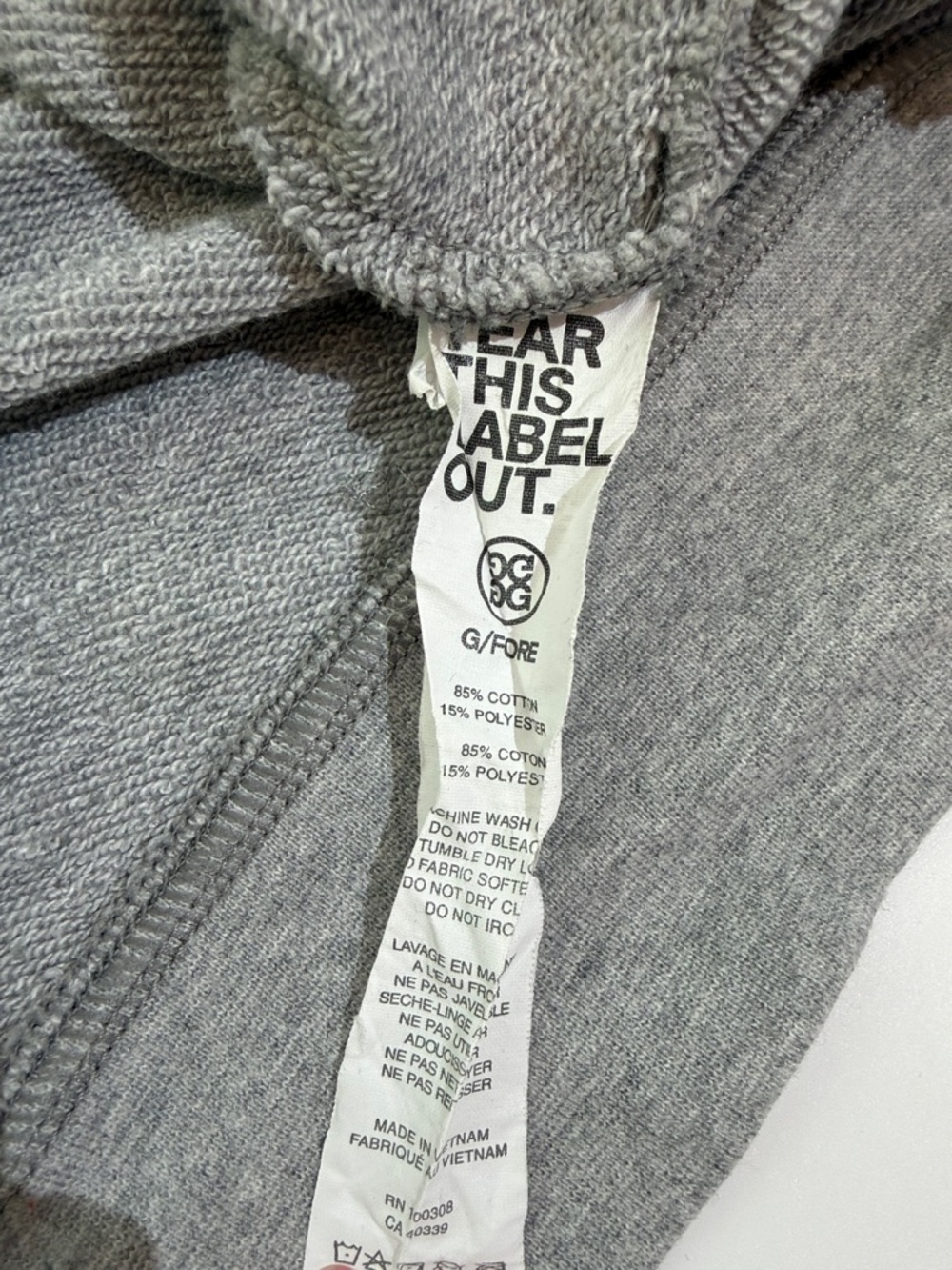 G/FORE Logo Pullover Hoodie Size M Gray And Navy EUC - Picture 8 of 8